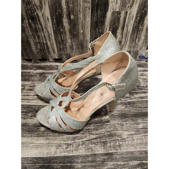 DE BLOSSUM Womens Shoes Heels Metallic Silver Stiletto Platform VICE Size 8.5 - Picture 4 of 7